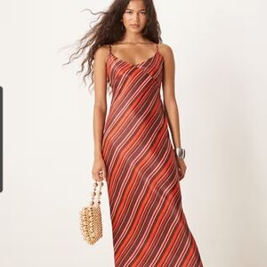 ASOS Red and Black Striped Maxi Dress
